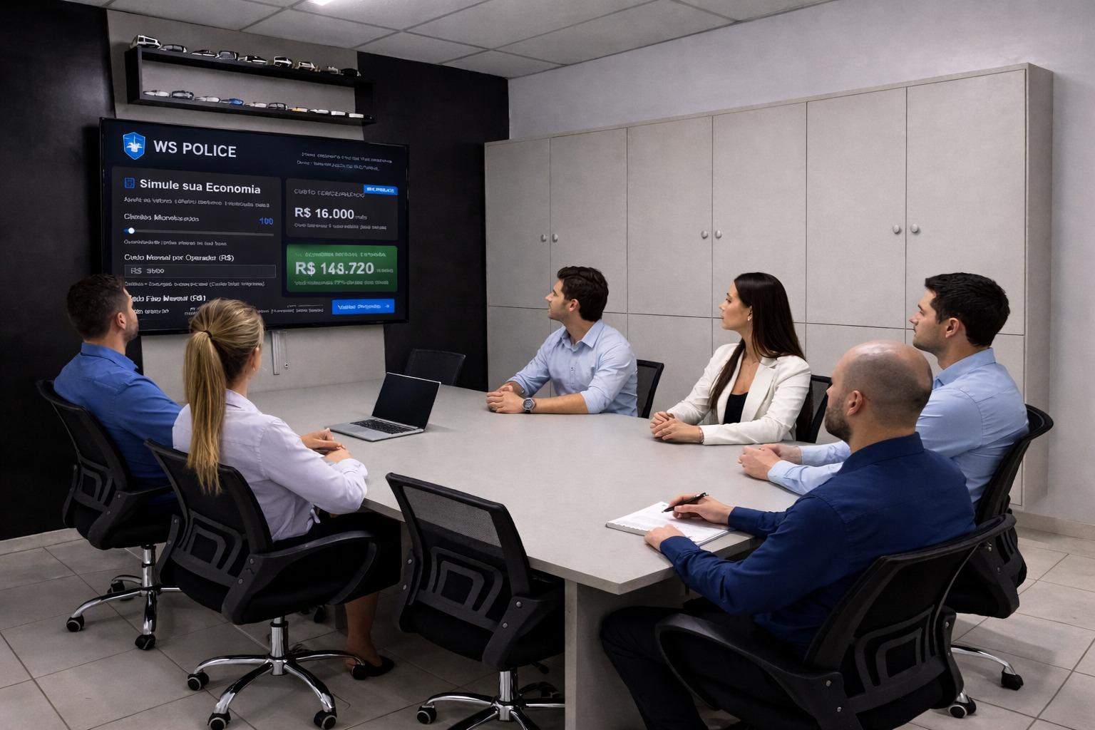 Reunião comercial da equipe WS Police com parceiros
